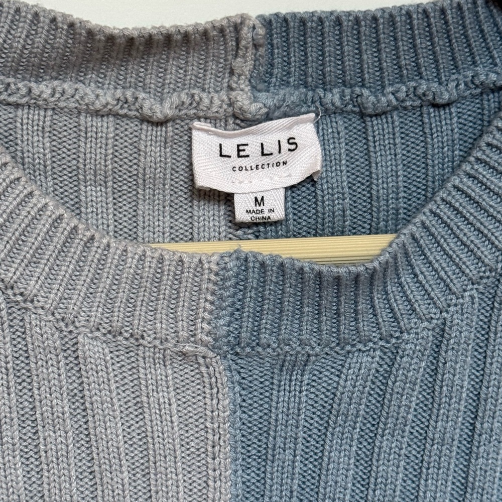 Two-Tone Ribbed Knit Short Sleeve Boutique Sweater - Picture 8 of 12
